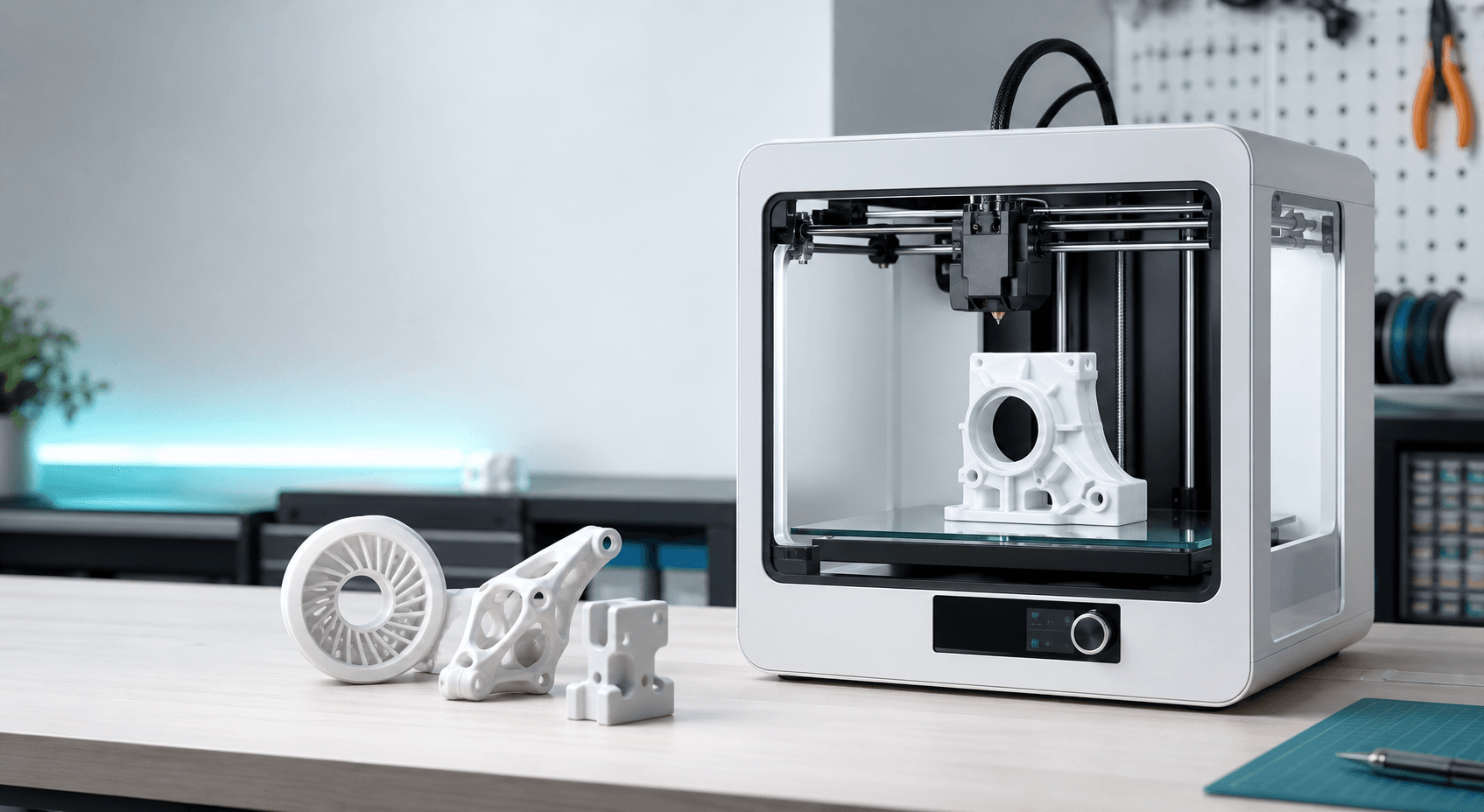 Impressora 3D a produzir uma peça funcional